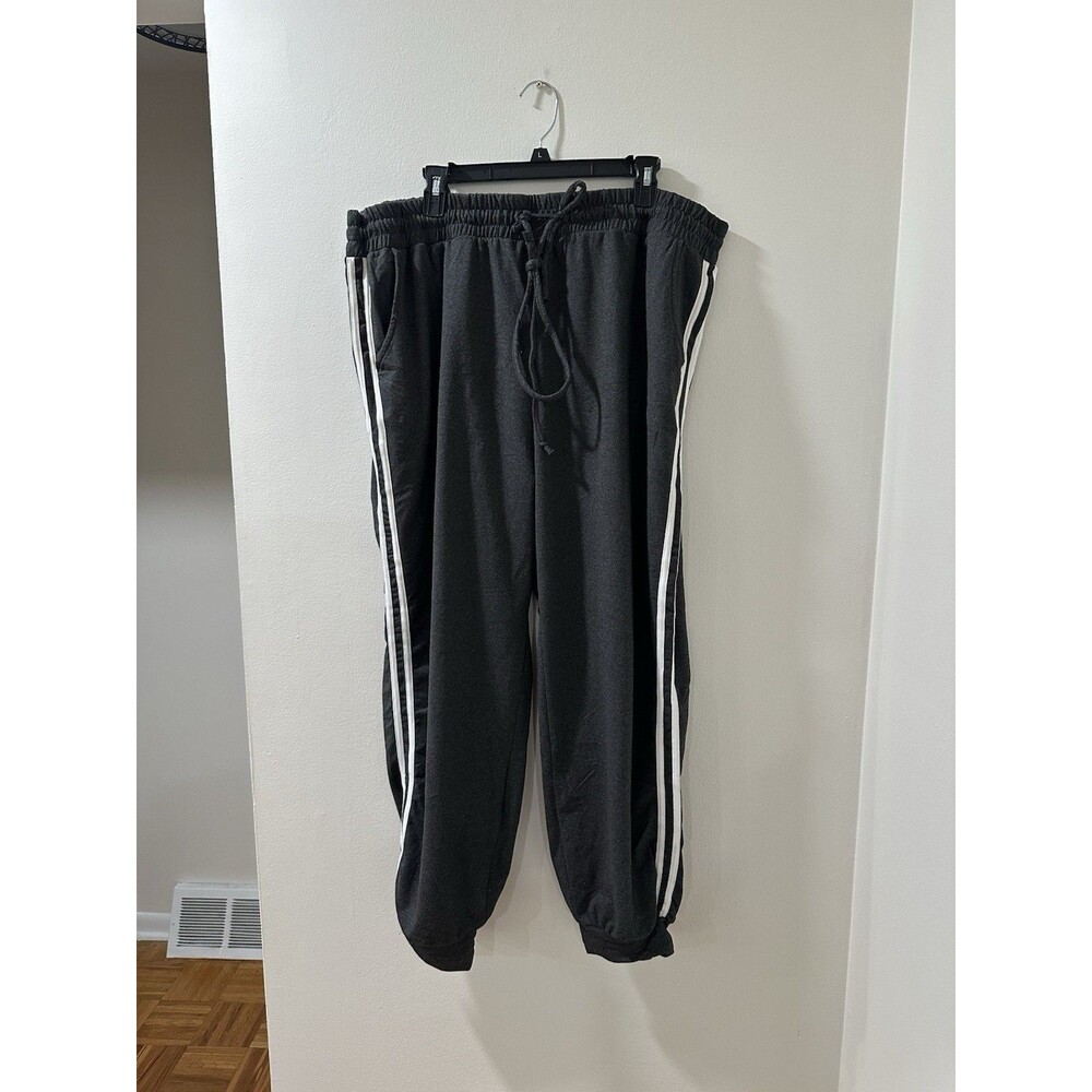 Ella and Sage Sweatpants Womens 3XL Charcoal Gray White Side Stripe Jogger Pants